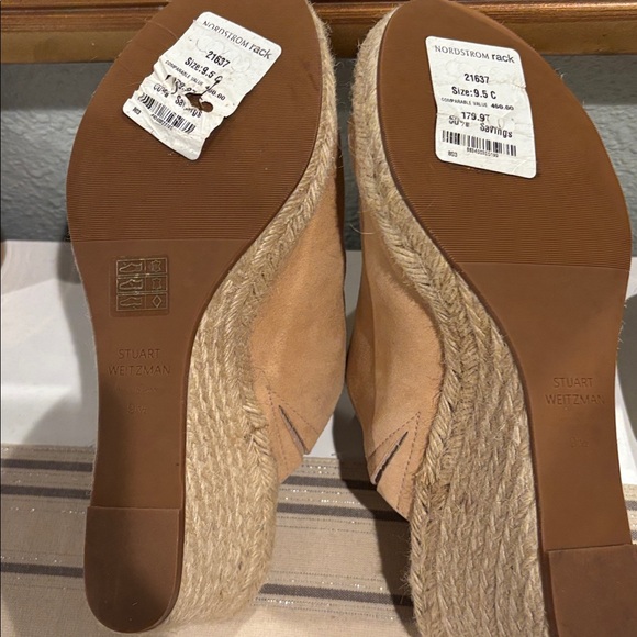 NEW! Stuart Weitzman Beige Espadrille Wedges - Picture 3 of 5